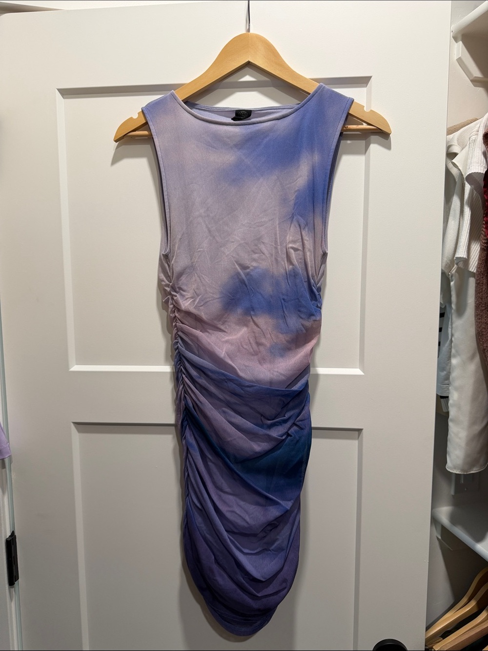 Urban Outfitters Lavender-to-Blue Ombre Ruched Midi Dress